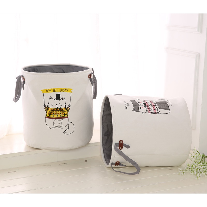 Giỏ đựng đồ chơi cho bé, túi đựng đồ đa năng hình thú có quai xách 36x38cm