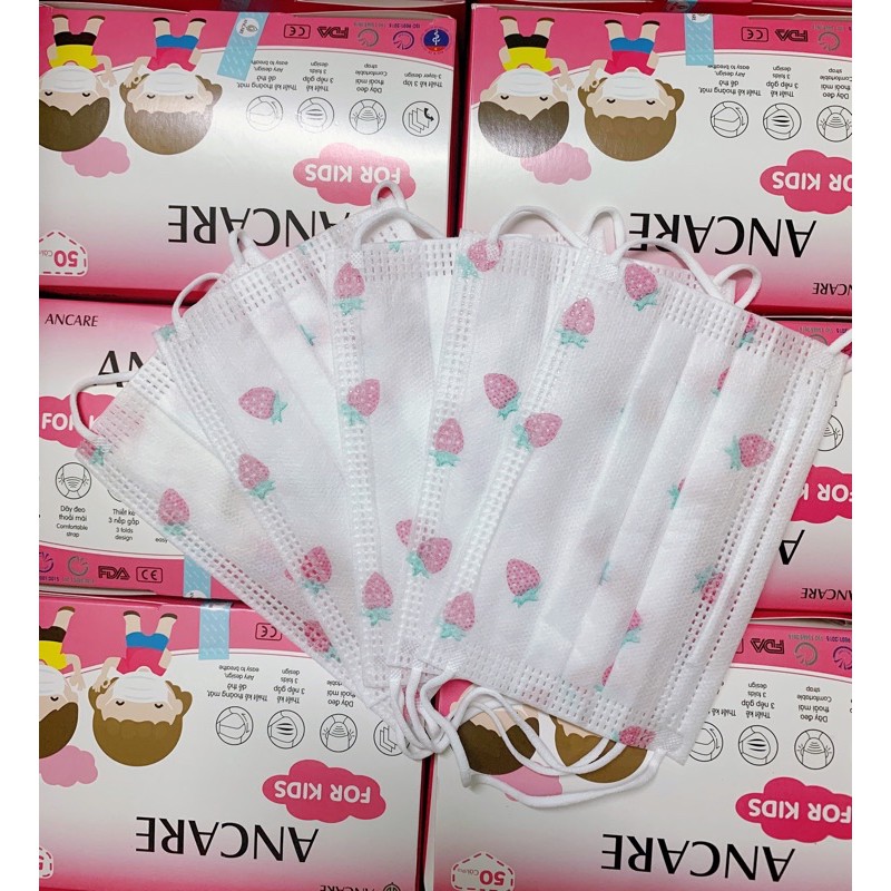 Khẩu Trang Y Tế ANCARE 3 Lớp Kháng Khuẩn Cho Bé 2-12 Tuổi