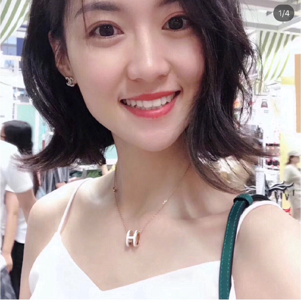 Vòng cổ mặt hình chữ H màu vàng/vàng hồng sang trọng