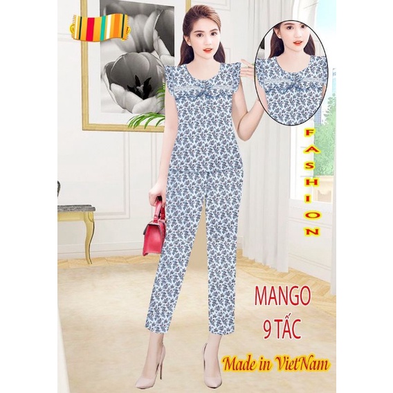 Set đồ bộ lụa Mango loại 1 quần 9 tấc mặc nhà dưới 60kg