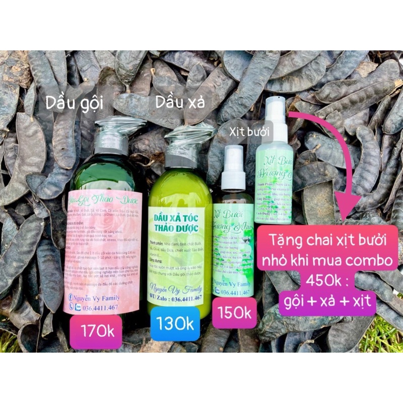 Combo Tóc Dành Cho Tóc Rụng gồm 3 Chai Tặng 1 Xịt Bưởi Nguyễn Vy Family