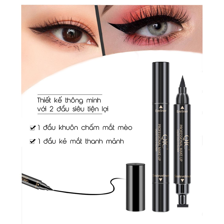 Bút dạ kẻ mắt hai đầu QIC không lem không trôi nội địa Trung ZD-EL03 | BigBuy360 - bigbuy360.vn