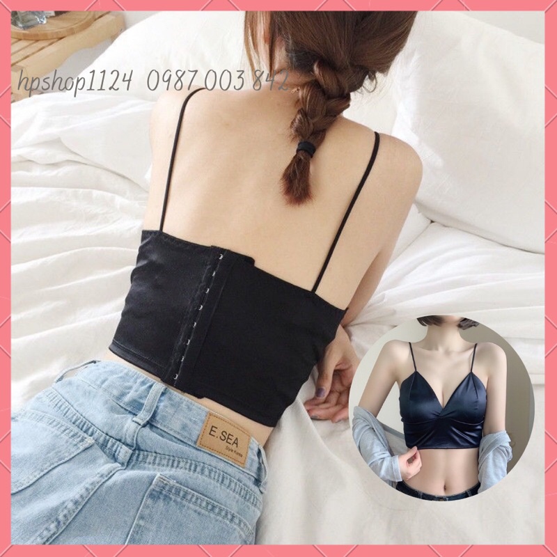 Áo bra satin - áo bra phi bóng bản to 2 dây có đệm ngực màu đen trắng 264 loại đẹp | BigBuy360 - bigbuy360.vn