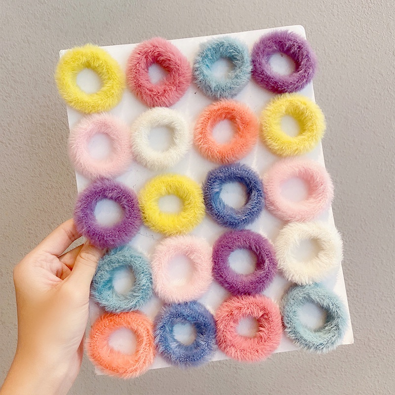 Dây buộc tóc Smileday bằng nhung màu trơn thiết kế đơn giản cho nữ