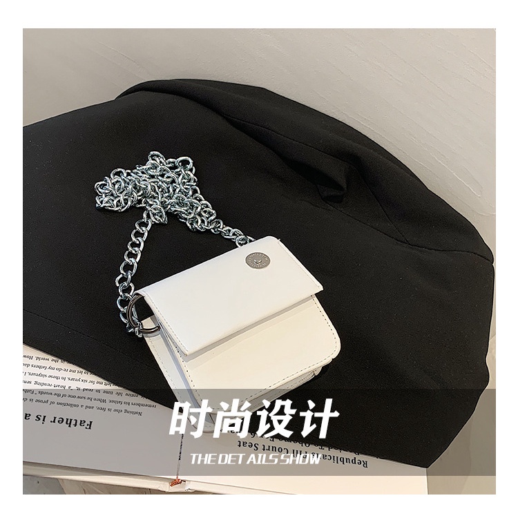 Túi Xách Đeo Vai Hình Vuông Cỡ Nhỏ Phối Dây Xích Phong Cách Hàn Quốc Cho Nữ