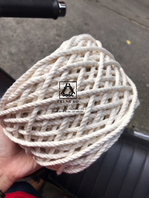 [Mã SKAMLTSM9 giảm 10% đơn 99K] (loại 1)Dây thừng cotton Macrame xoắn màu kem size 3-4-5-7mm