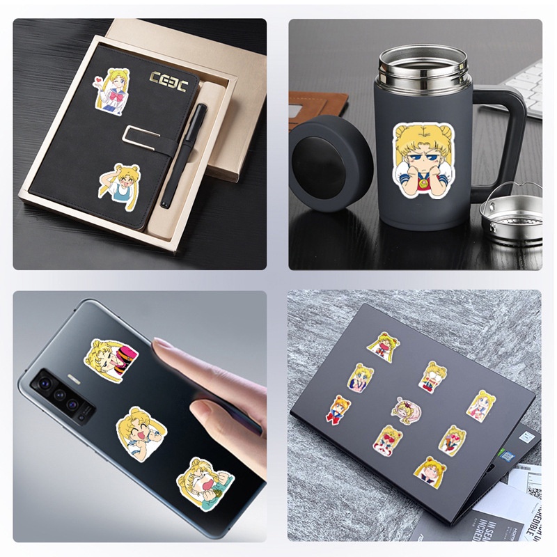 Sailor Moon Miếng Dán Hoạt Hình Thủy Thủ Mặt Trăng Có Đèn Led Trang Trí Điện Thoại