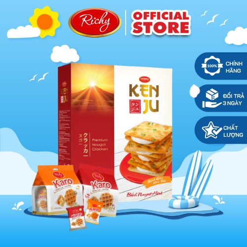 Combo Bánh Richy Kenju Hành Kem Dẻo 300g và Bánh Tươi Karo 156g