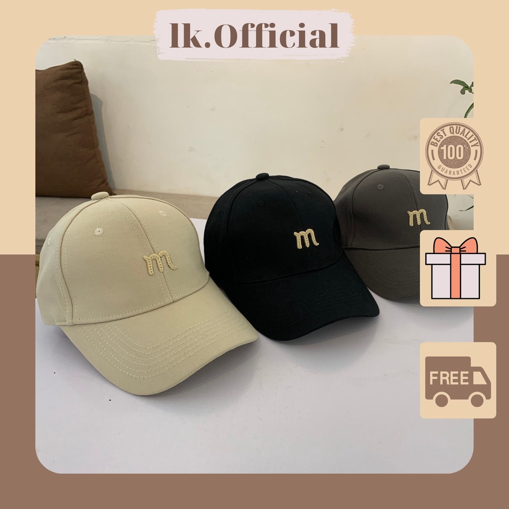 Mũ lưỡi chai nam nữ nón kết thêu chữ M hoặc trơn phong cách ulzzang LK230