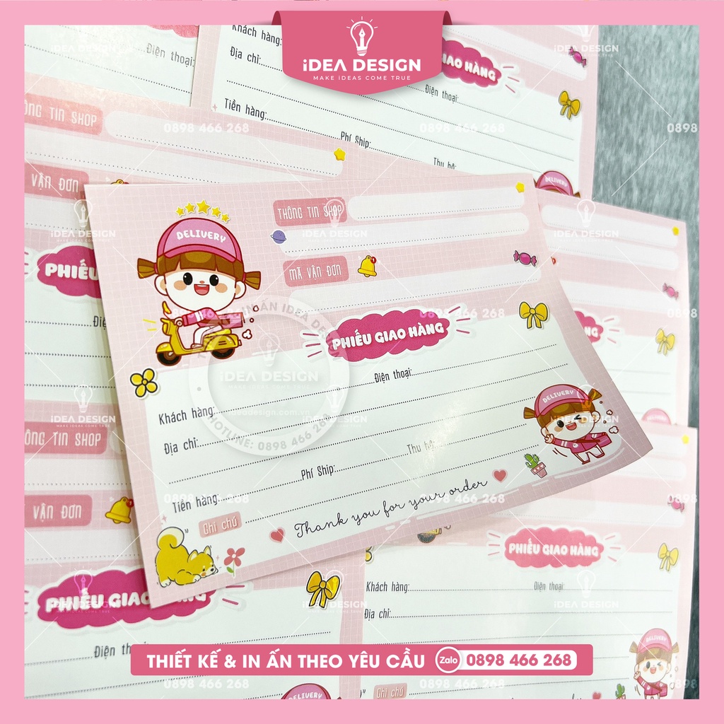 Decal Phiếu Giao Hàng, nhãn dán Ship hàng ghi Mã Vận Đơn CÓ KEO - Size 10x14cm - Mẫu PINK SHIPPER dễ thương - iDea