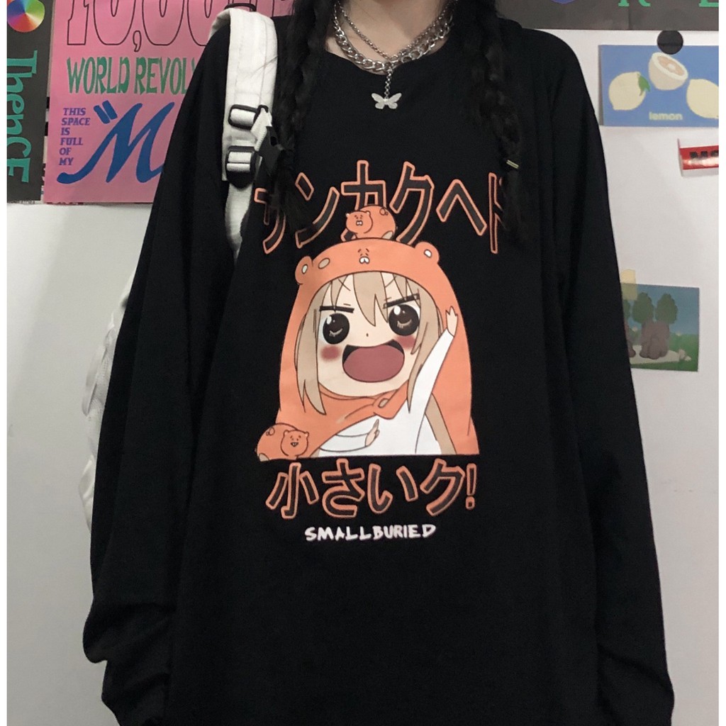 Áo thun tay dài form rộng SMALLBURIED NEKO.SG, Áo thun Streetwear Ulzzang SWT47