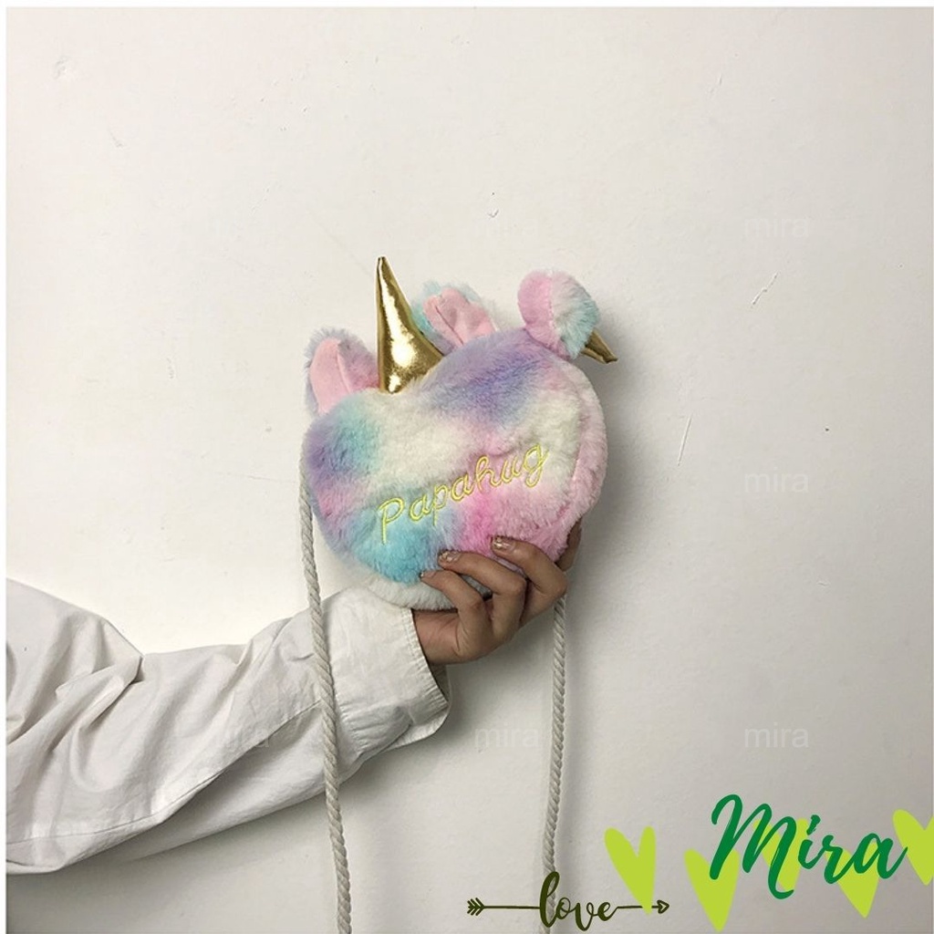 Túi Đeo Chéo Kỳ Lân Phủ Lông Papahug Dễ Thương Sang Trọng Phong Cách Phương Tây MIRA-TV5006