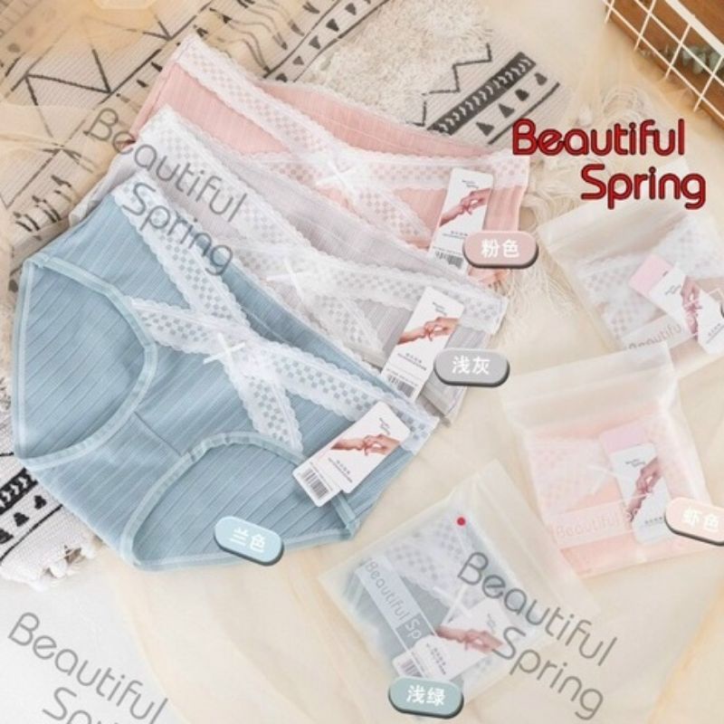 [ HÀNG CAO CẤP ] Quần lót bầu cạp chéo, mix ren nơ, mềm mịn, 100% cotton kháng khuẩn mặc bầu và sau sinh BE029