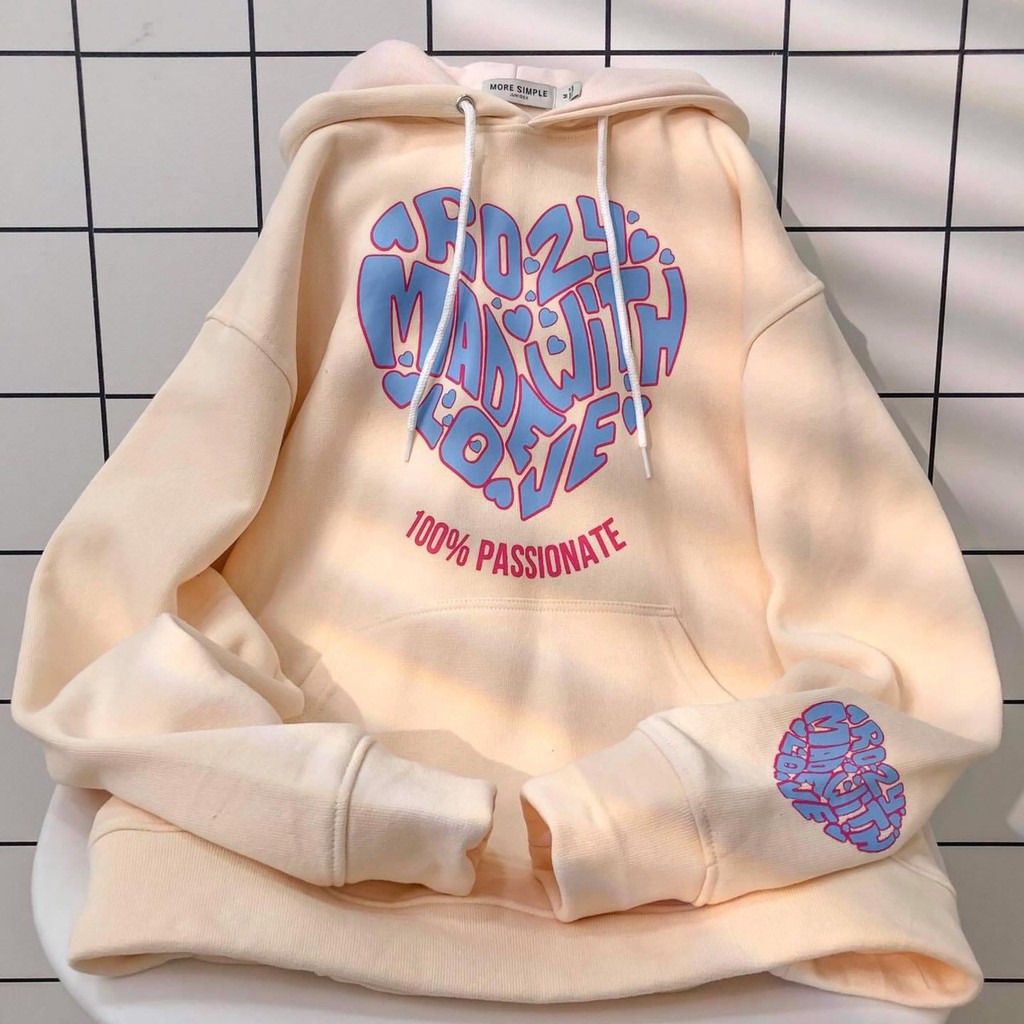 Áo Hoodie Nỉ Bông in hình trái tim Form Rộng Ulzzang (Ảnh Thật) cho nam và nữ | BigBuy360 - bigbuy360.vn