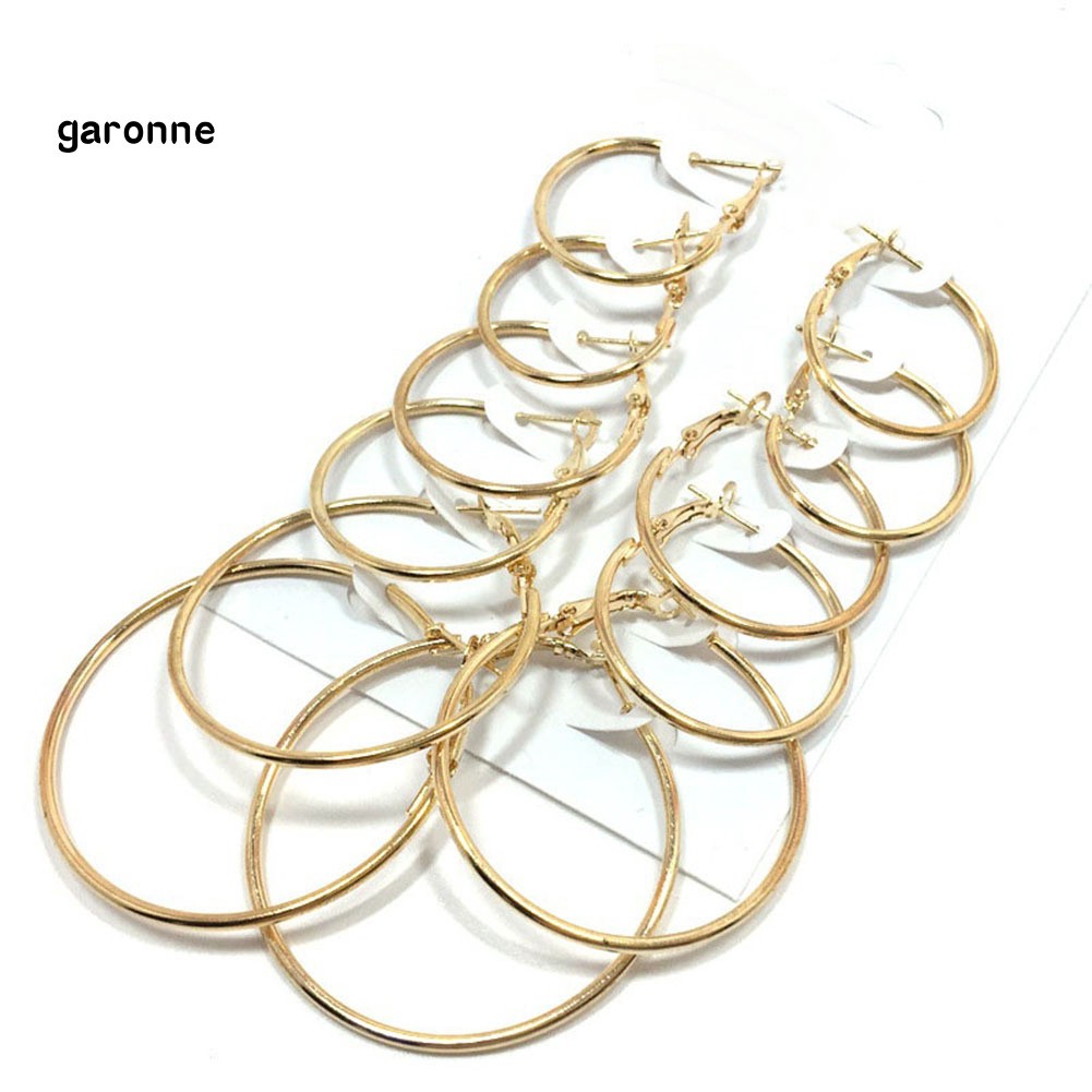 GA_6 Pairs Fashion Circle Hoop Dangle Earrings Women Celebrity Eardrop Jewelry Gift
