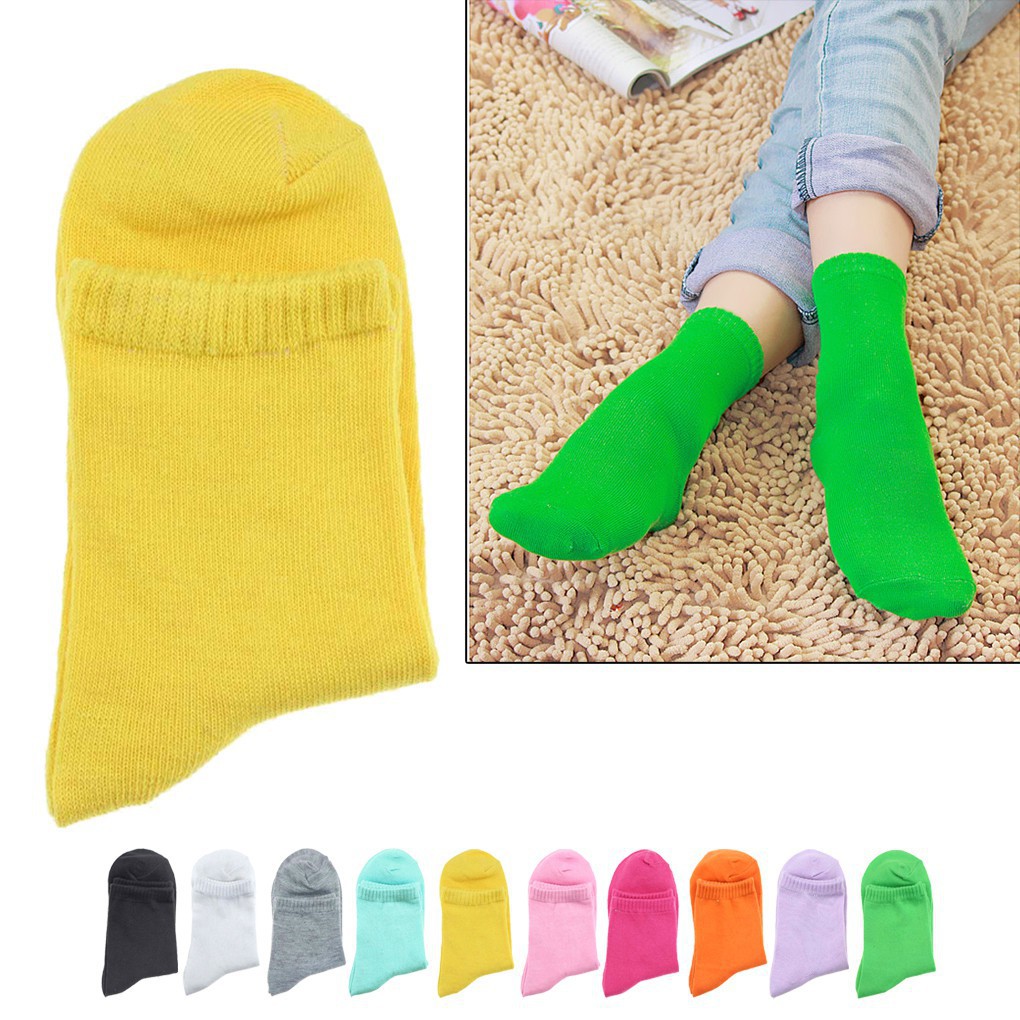 Tất Cotton màu trơn dễ thương xinh xắn dành cho nữ