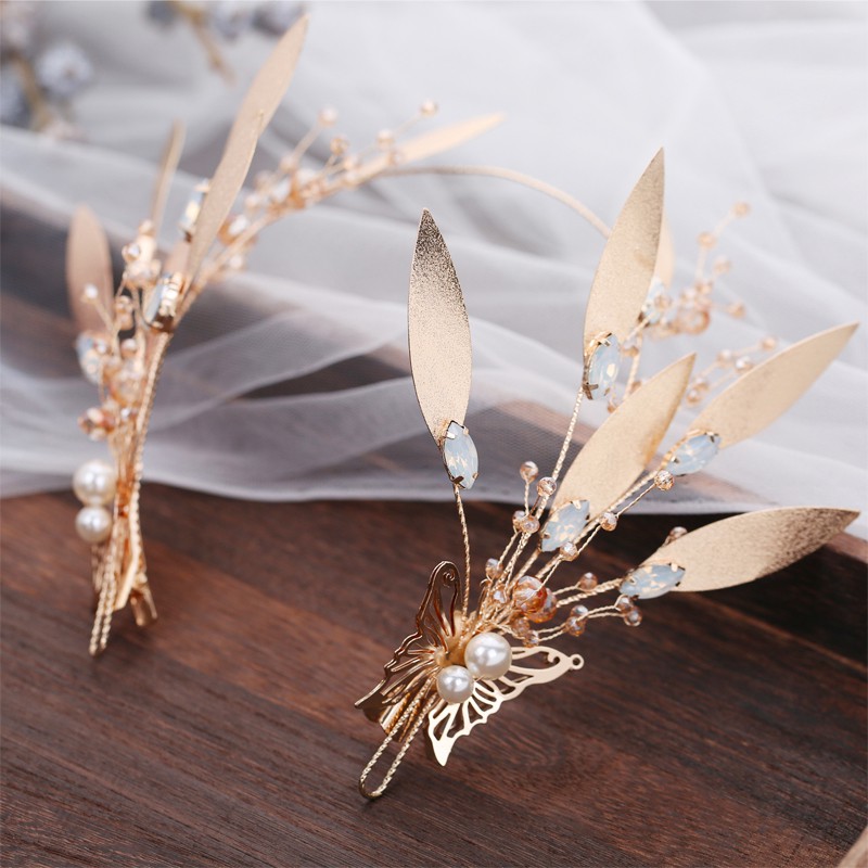 Băng đô cài tóc hình bướm đính đá nhân tạo lấp lánh