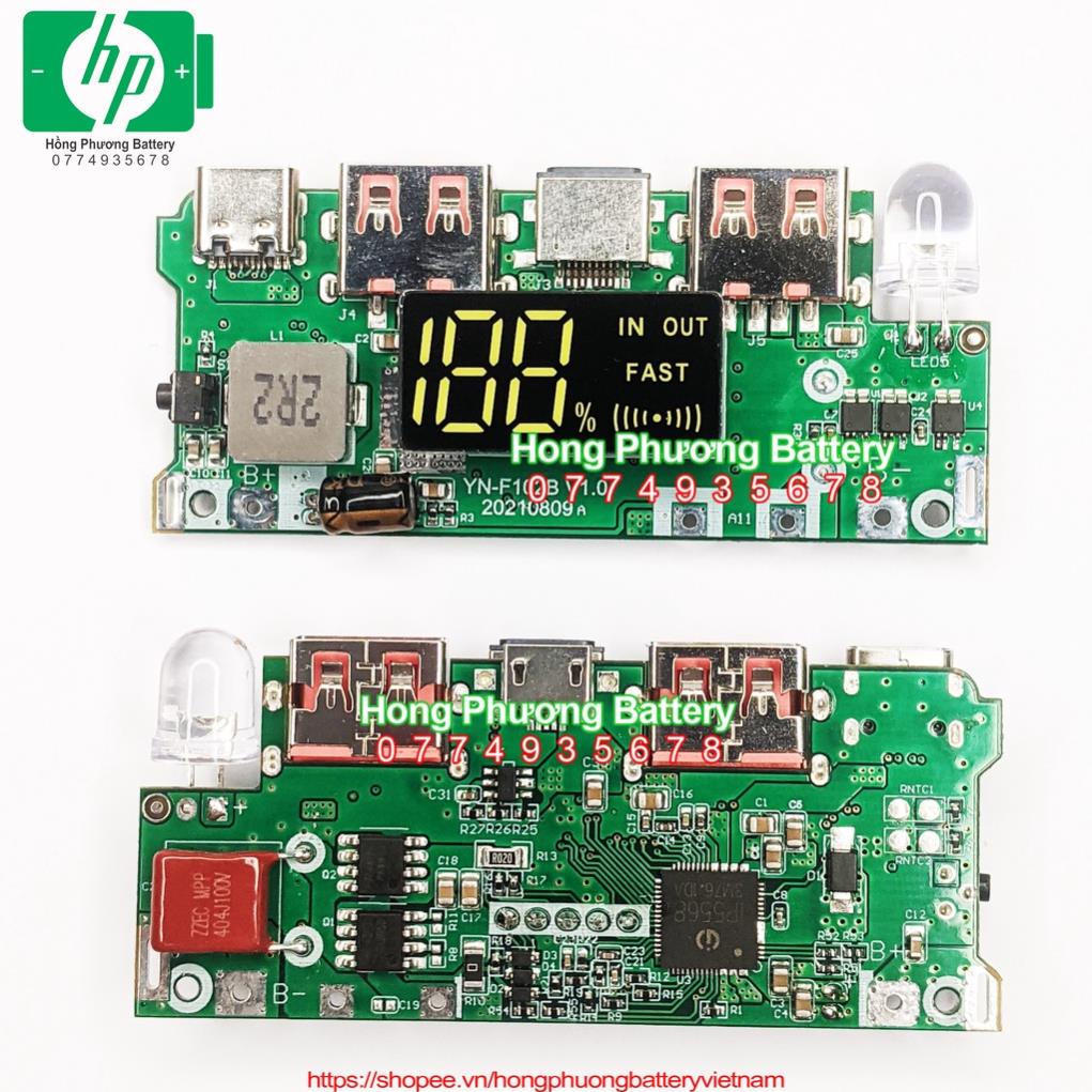 Nsv Mạch sạc dự phòng D.I.Y cho box mica sạc nhanh và không dây QC3.0 22W