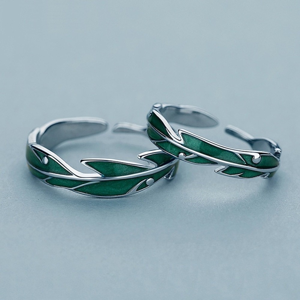 Set 2 Nhẫn Hình Chiếc Lá Phong Cách Retro Thời Trang Unisex