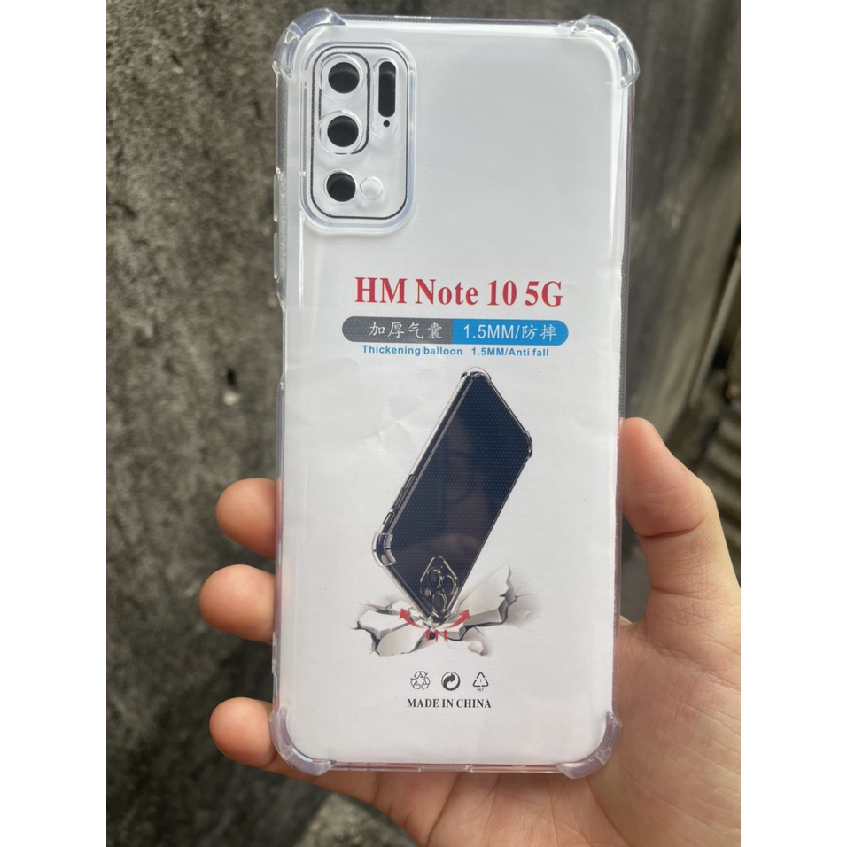 Ốp lưng cho Xiaomi Redmi Note 10, Note 10 Pro 5G chống sốc trong suốt có gờ nhô cao 4 góc khoét mắt camera
