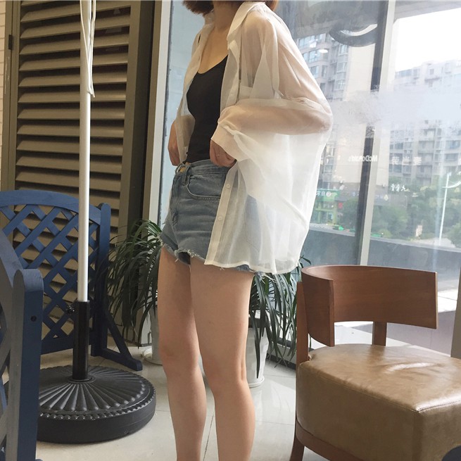 Áo khoác sơ mi vải mỏng dài tay chống nắng | BigBuy360 - bigbuy360.vn