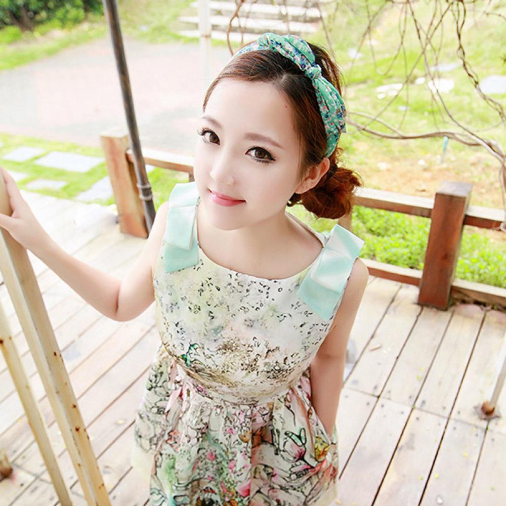 Băng Đô Cài Tóc Đính Nơ Họa Tiết Hoa Và Bướm Dễ Thương Phong Cách Vintage