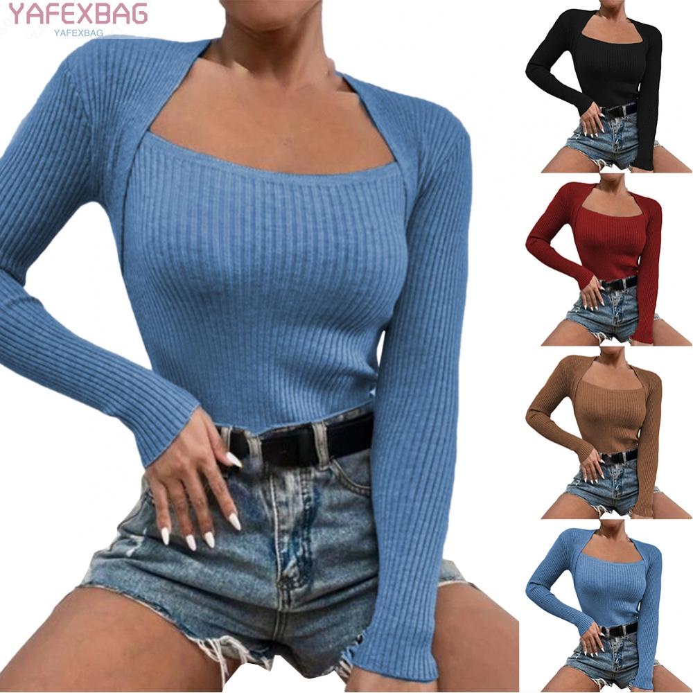 Women's Tops Slim Fit Women's Fitted Bodycon Tunic Blouse Knitted Bottoming
