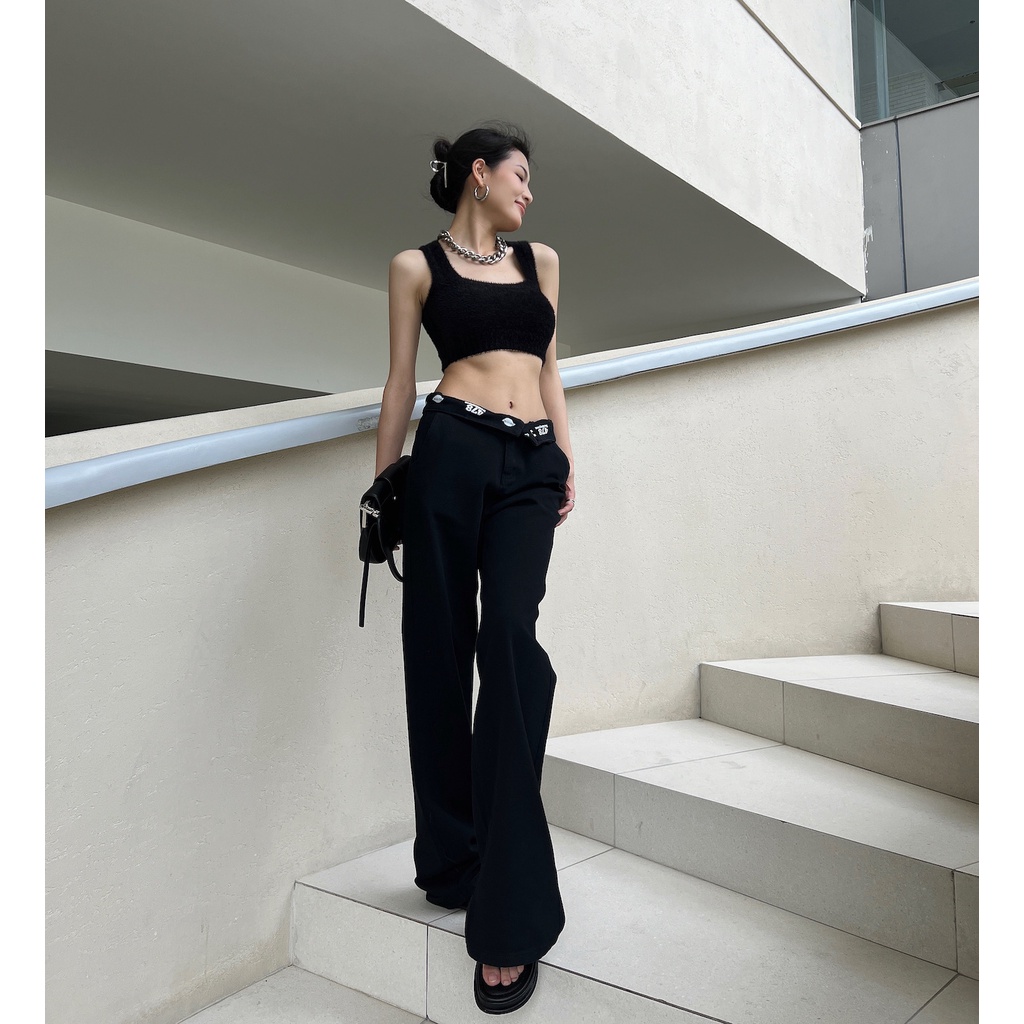 Cocory vn Áo Croptop Cổ Vuông Màu Trơn Dáng Ôm Thời Trang Mùa Hè Quyến Rũ Cho Nữ