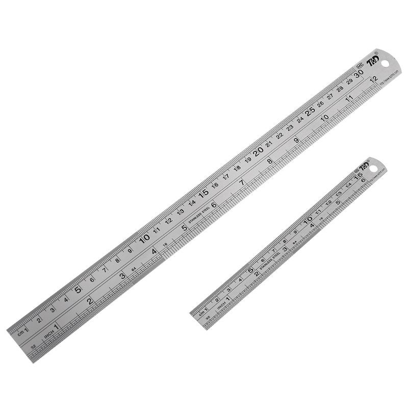 Set 2 Thước Inox 30cm 15cm 12inch 6inch