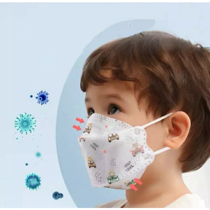 Combo 10 cái - Khẩu trang trẻ em 4D hình họa tiết dễ thương - kháng khuẩn, an toàn cho bé từ 2 - 10 tuổi