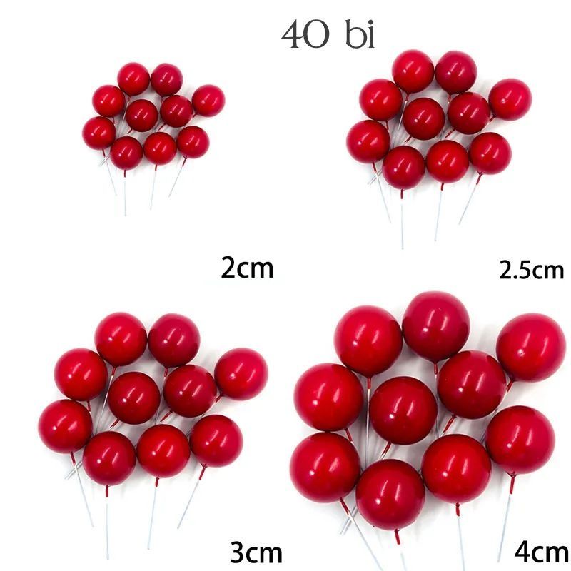 Bịch 40 viên bi nhựa đủ size trang trí bánh kem