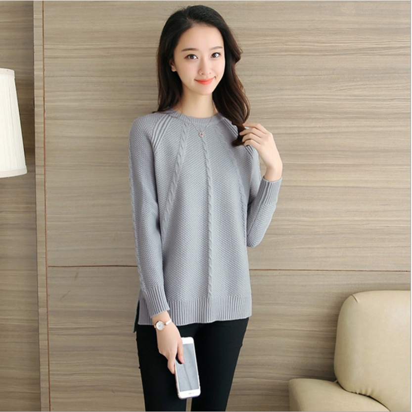 Áo len nữ thu đông, Áo len trơn dài tay xẻ tà freesize al45