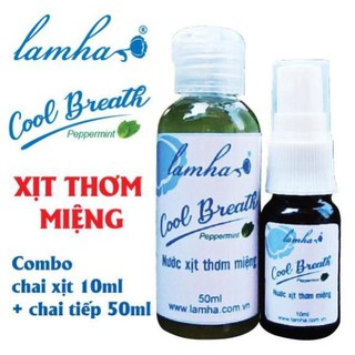 Combo xịt thơm miệng Cool Breath Lam Hà 50ml+10ml