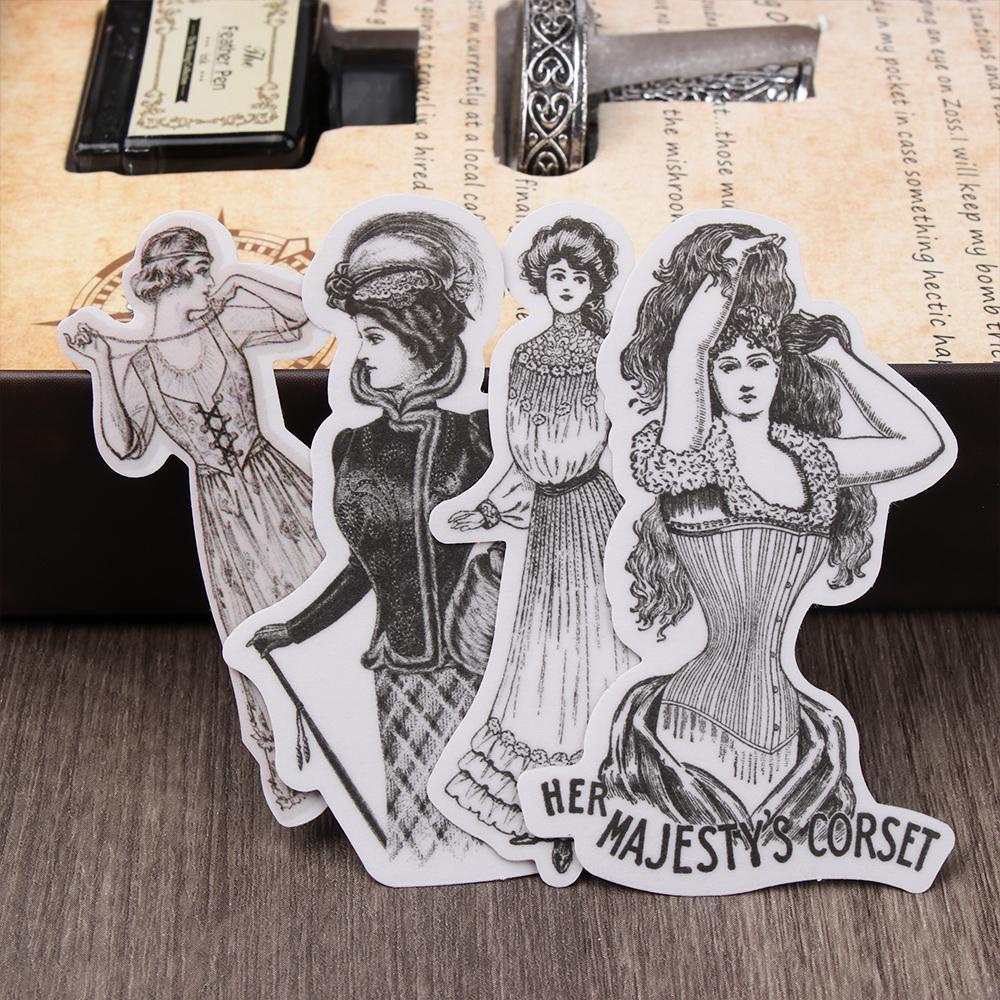 Bộ 14 Miếng Dán Hình Nhân Vật Thời Trang Trang Trí Sổ Tay Nhật Ký