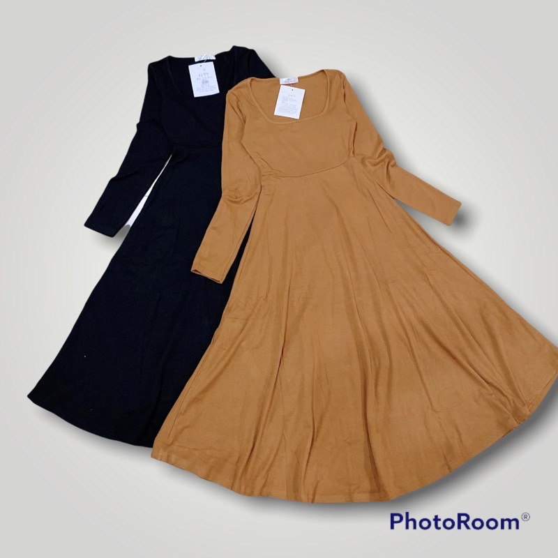 Váy dáng xoè cổ vuông dài tay❤️Đầm dáng xoè cổ u nhẹ nhàng❤️ | BigBuy360 - bigbuy360.vn