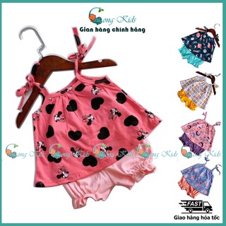 【6-18KG】 quần áo trẻ em, đồ bộ bé gái,  áo 2 dây vải cotton bozip