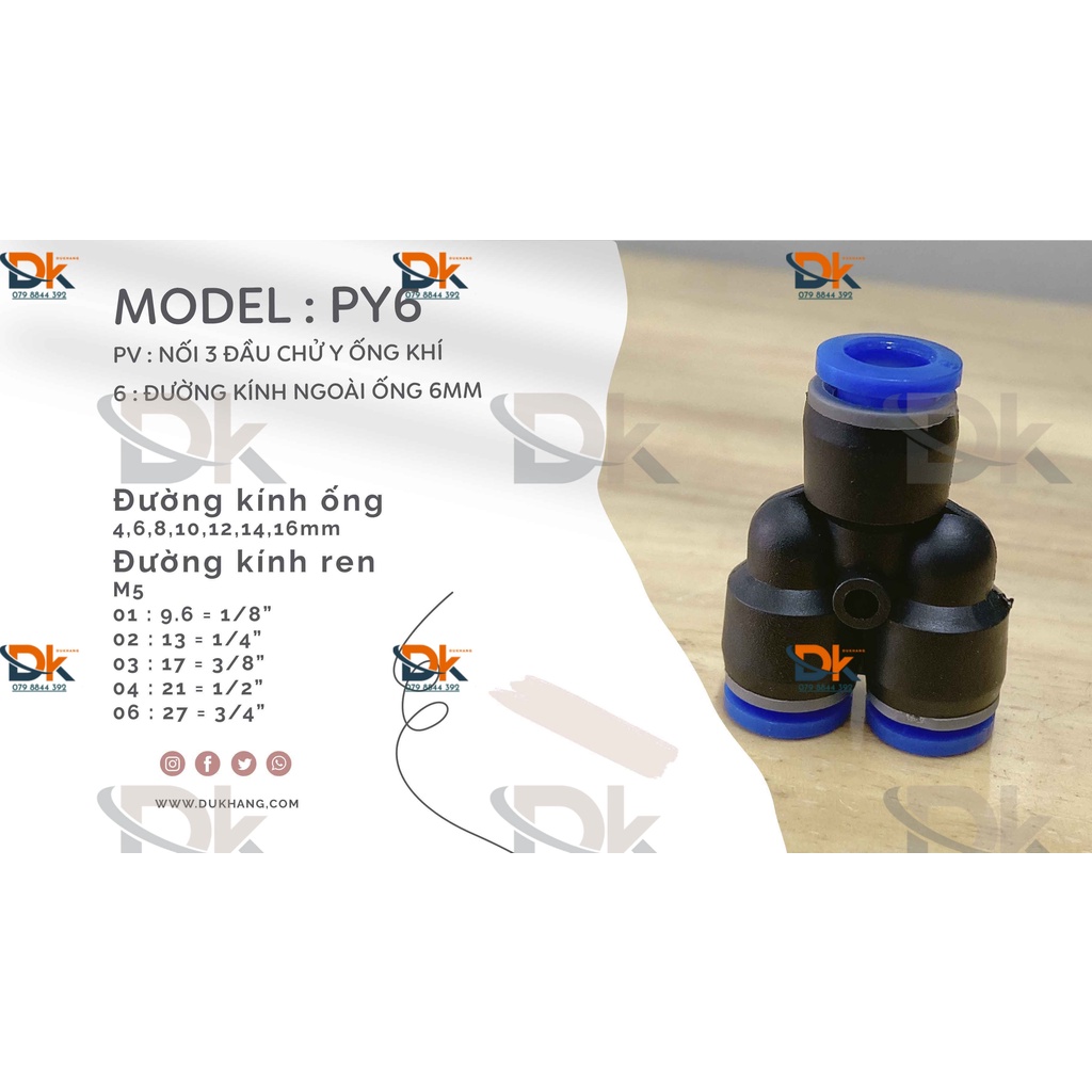 Nối ba đầu ống khí nén chữ Y