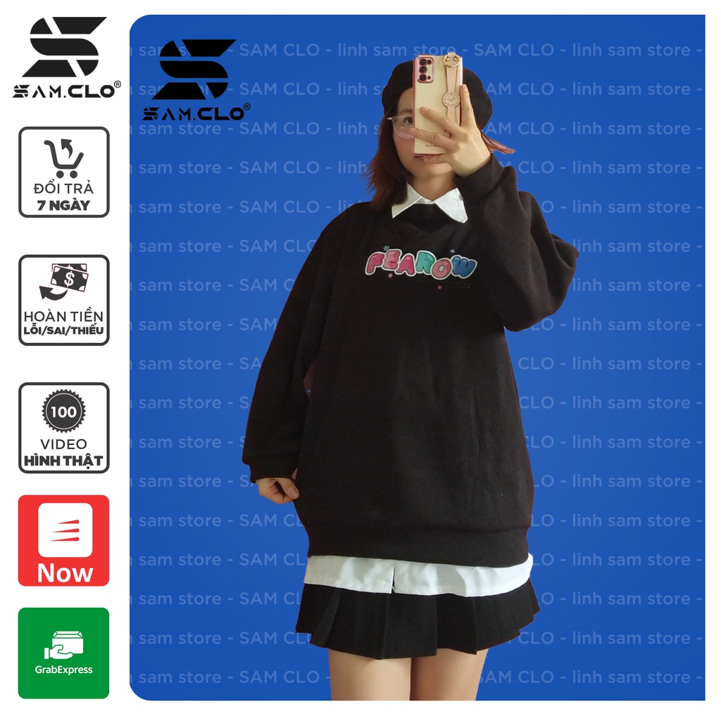 Áo SWEATER SAM CLO nữ không mũ NỈ 1 LỚP tay dài thu đông ULZZANG freesize dáng unisex in chữ FEAROW HOODIE | BigBuy360 - bigbuy360.vn