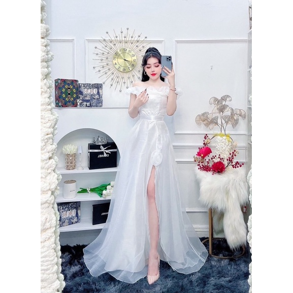 Đầm xoè voan hoa TRIPBLE T DRESS đi biển nơ vai phong cách boho - Free size - MS201Y