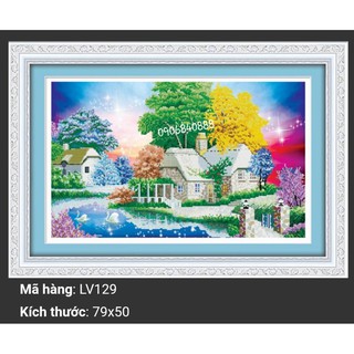 Tranh đính đá ngôi nhà hạnh phúc LV129