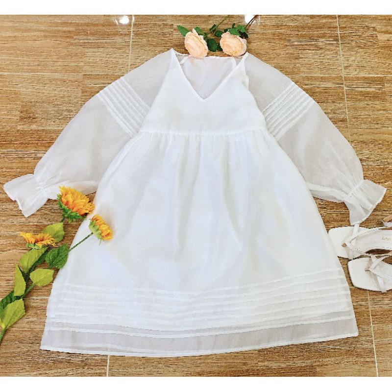 Đầm baby doll trắng voan dễ thương Freesize A2