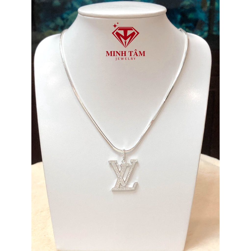 Dây chuyền lụa bạc 925 kết hợp mặt LV size nhỏ cho nam-Minh Tâm Jewelry