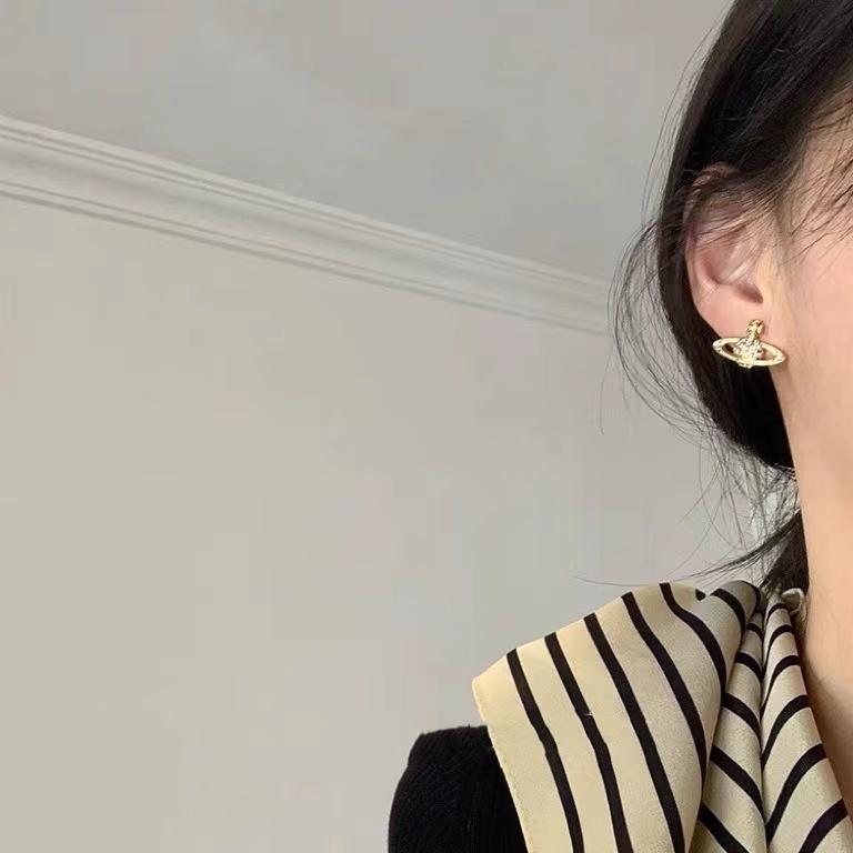 Bông Tai Đính Kim Cương Giả Phong Cách retro Thời Trang Hàn Quốc