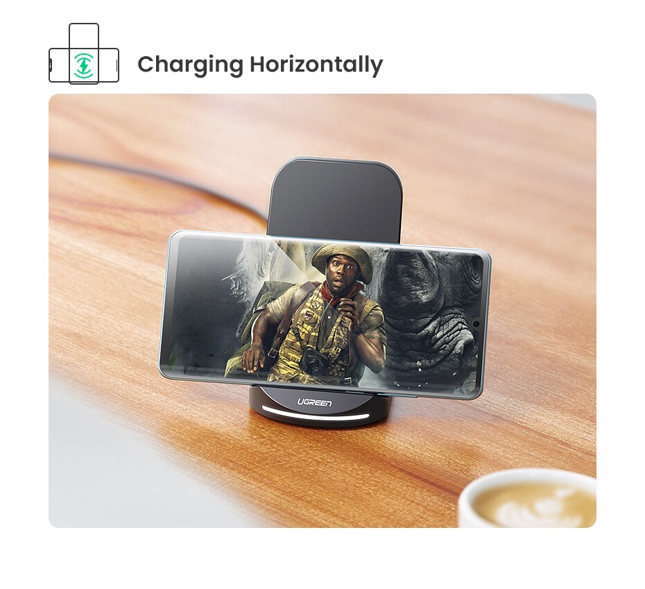 UGREEN Qi Wireless Charger Stand for iPhone 11 Pro X XS 8 XR Samsung S9 S10 S8 S10E Phone Charger Fast Wireless Charging Station