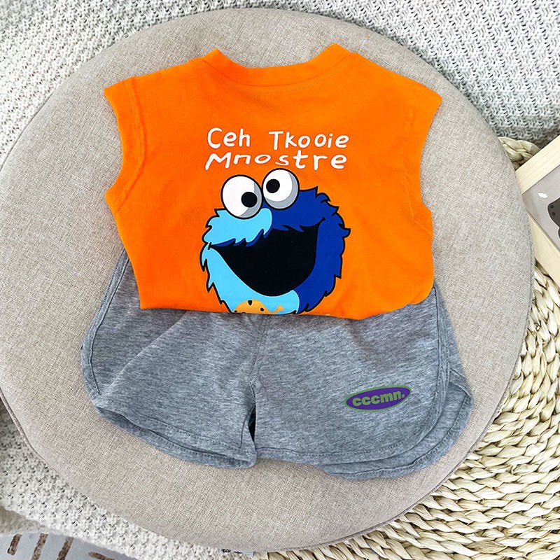 Đồ Bộ Bé Trai, Bộ Sát nách Mnostre In Hoạt Hình Chất Cotton Cực Mát Cho Bé Từ 8-18kg - SUMO KIDS