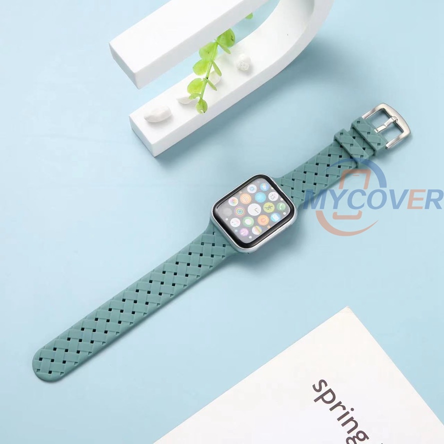 Dây Đeo Silicone Màu Trơn Kích Thước 41mm 45mm 44mm 42mm 38mm Cho Đồng Hồ Thông Minh Series 7 6 SE 5 4 3 2 1