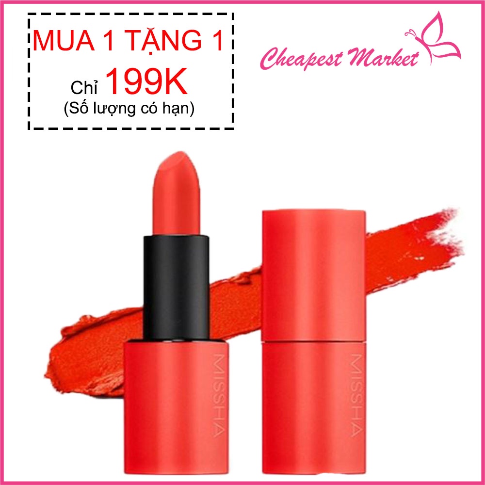 [MUA 1 TẶNG 1] Son Lì Missha Dare Rouge Màu Cam San Hô #16 Living Orange 3.5g