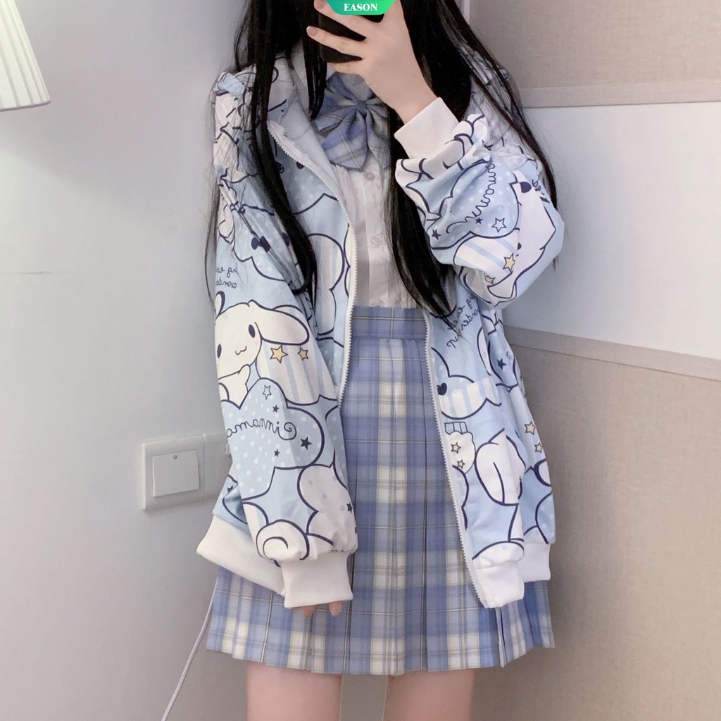 Áo Khoác Cardigan Dáng Rộng In Hoạt Hình Sanrio Cinnamoroll Kiểu Nhật Hàn Thời Trang Thu Đông 2020 Cho Nữ