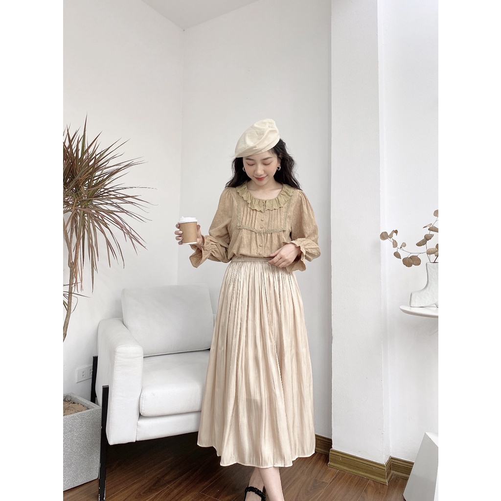 ÁO ĐIỆU CỔ KẾT CHÙM KHUY BỌC 839