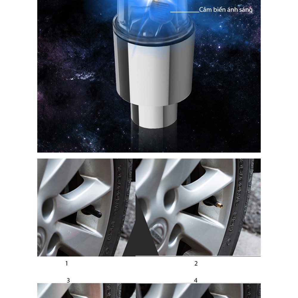 Bộ 2 đèn led tự động có đầu van lắp vào bánh xe mã SWJ65